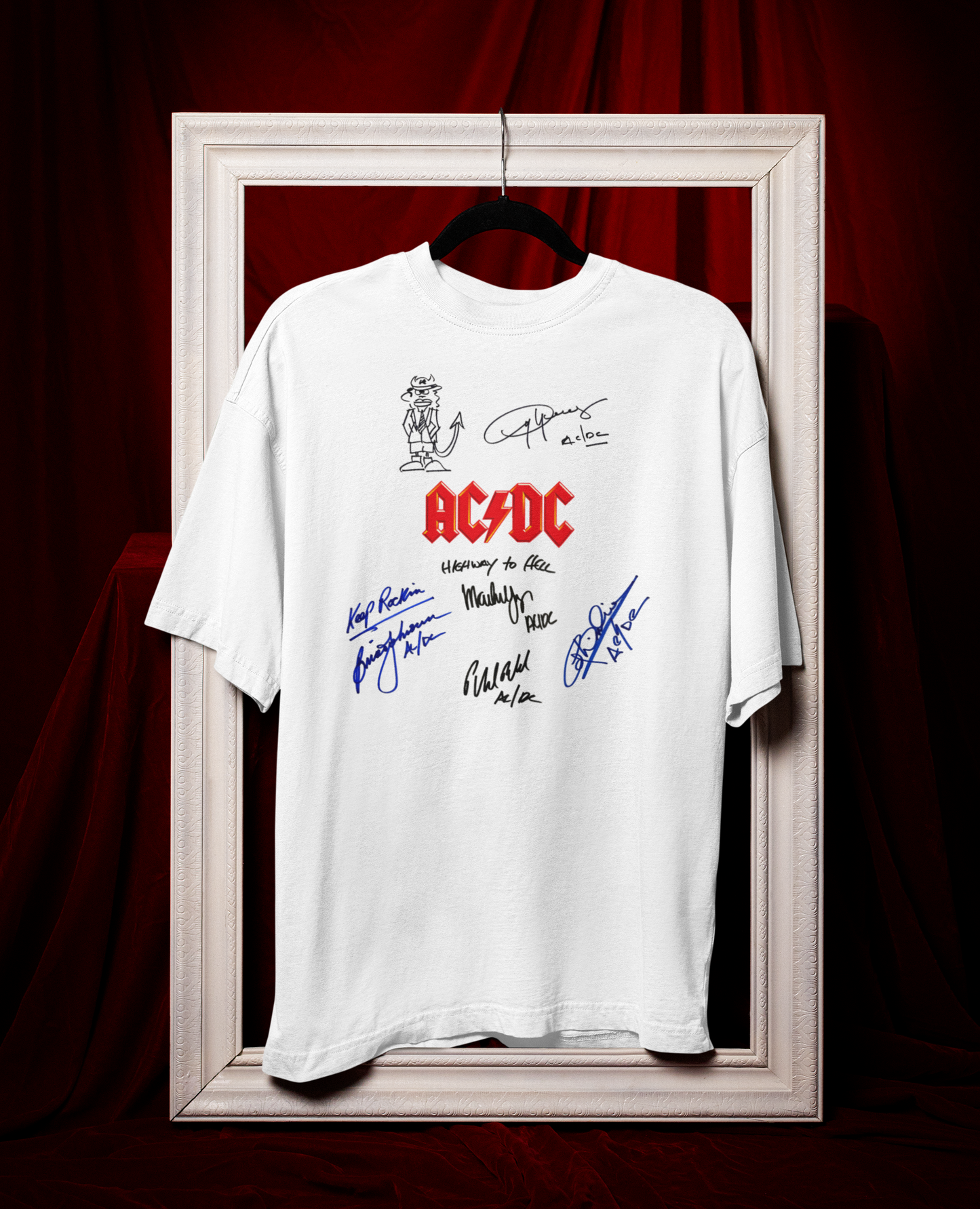 AC/DC, Iconic Signature Lyrics T, Awesome Gift, Personal Memorabilia, T Shirt, Gift, Present, Christmas, Valentines, TV, Film, Cinema, Hollywood.