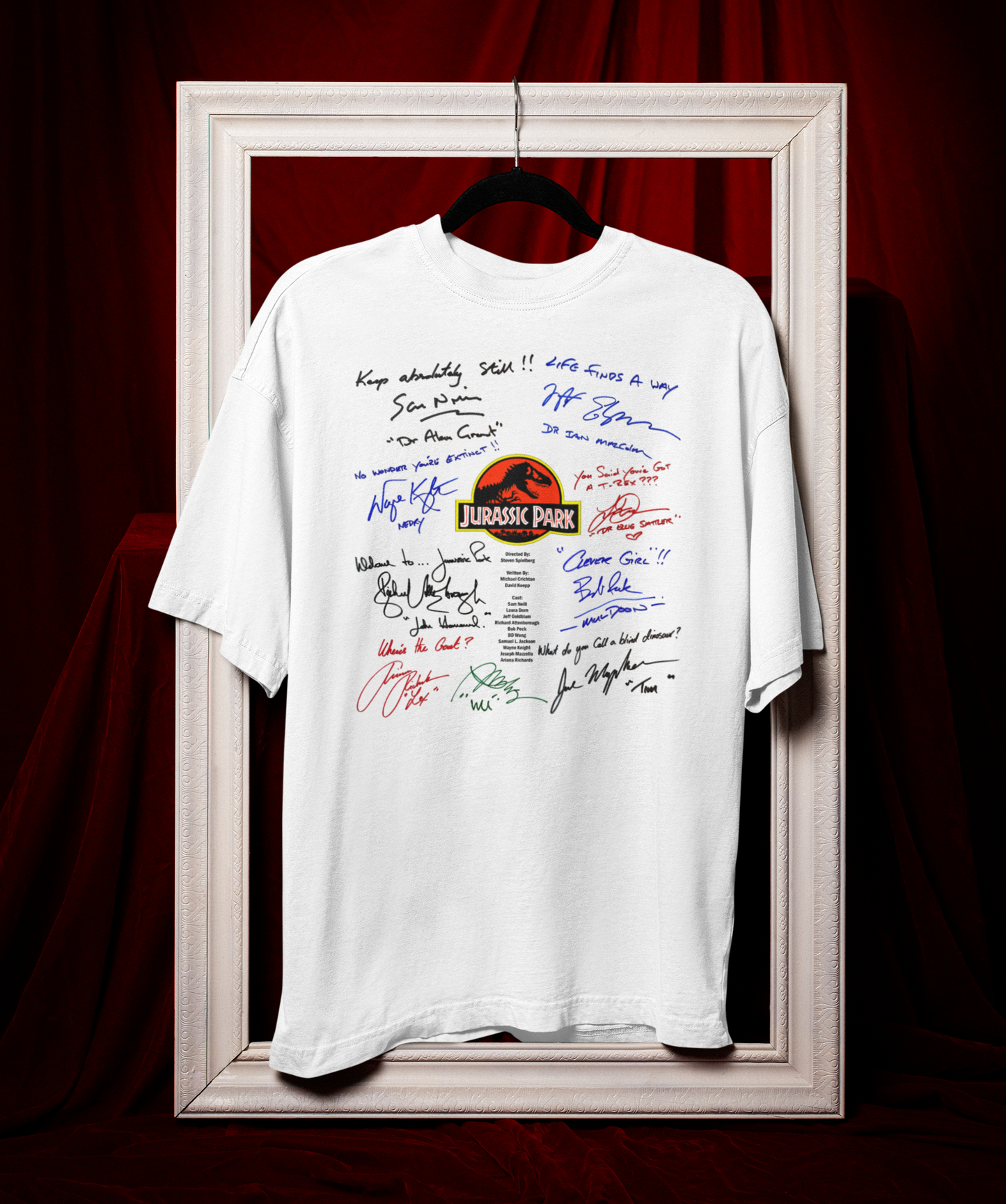 JURASSIC PARK, Iconic Signature T, Awesome Gift, Personal Memorabilia, T Shirt, Gift, Present, Christmas, Valentines, TV, Film, Cinema, Hollywood.