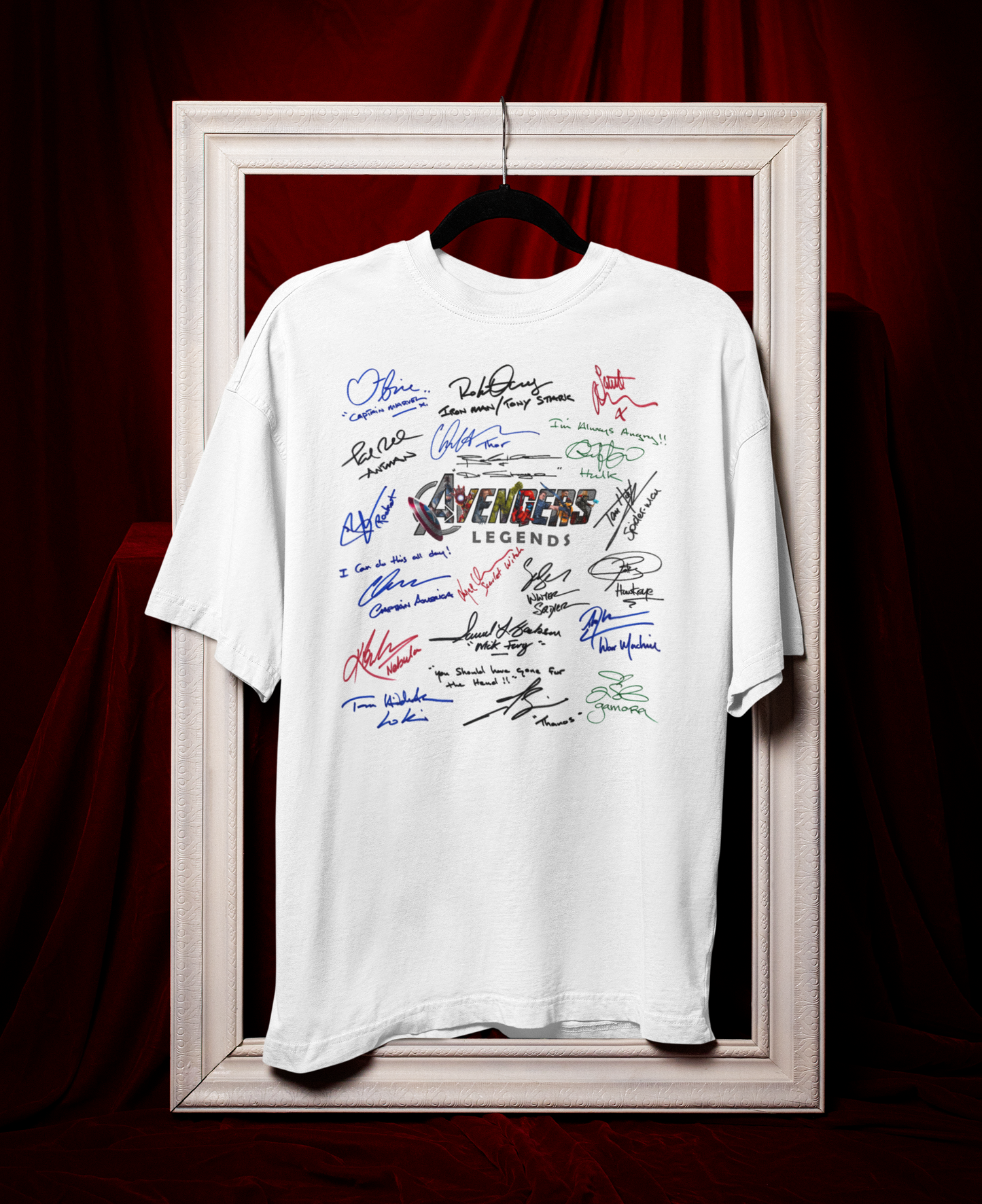 AVENGERS, Iconic Legends Signature T-Shirt, Awesome Gift, Personal Memorabilia, T shirt, Gift, Present, Christmas, Valentines, TV, Film, Cinema.