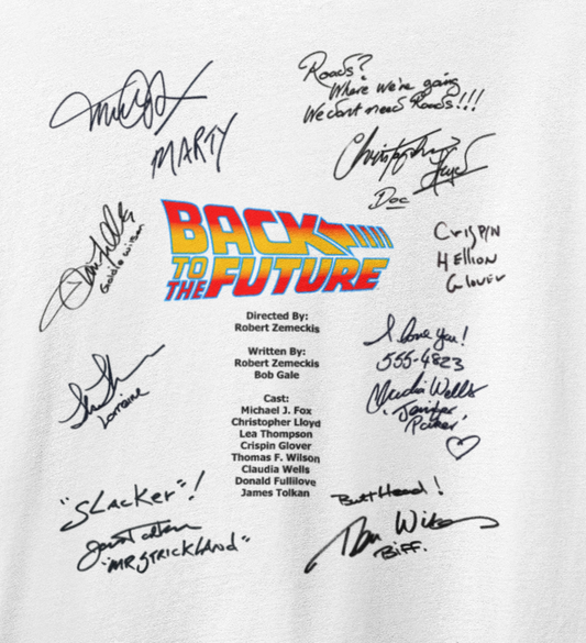 BTTF, FUTURE Iconic Signature T, Awesome Gift, Personal Memorabilia, T Shirt, Gift, Present, Christmas, Valentines, TV, Film, Cinema, Hollywood.