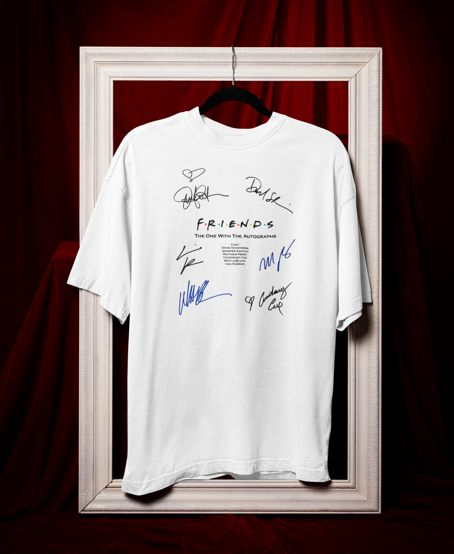 FRIENDS, Iconic Signature T, Awesome Gift, Personal Memorabilia, T Shirt, Gift, Present, Christmas, Valentines, TV, Film, Cinema, Hollywood.
