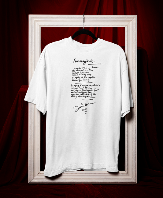 IMAGINE, LENNON Iconic Signature T, Awesome Gift, Personal Memorabilia, T Shirt, Gift, Present, Christmas, Valentines, TV, Film, Cinema, Hollywood.