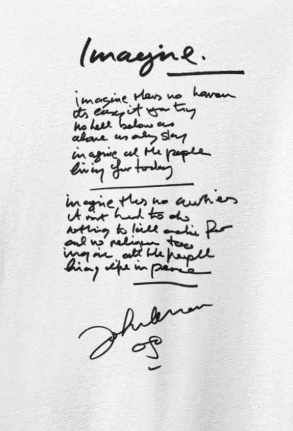 IMAGINE, LENNON Iconic Signature T, Awesome Gift, Personal Memorabilia, T Shirt, Gift, Present, Christmas, Valentines, TV, Film, Cinema, Hollywood.