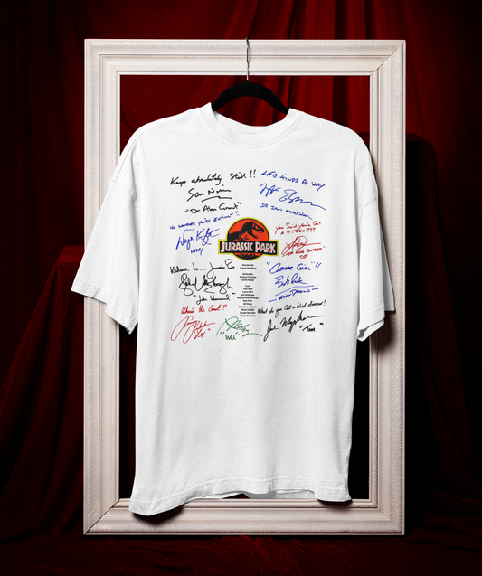 JURASSIC PARK, Iconic Signature T, Awesome Gift, Personal Memorabilia, T Shirt, Gift, Present, Christmas, Valentines, TV, Film, Cinema, Hollywood.
