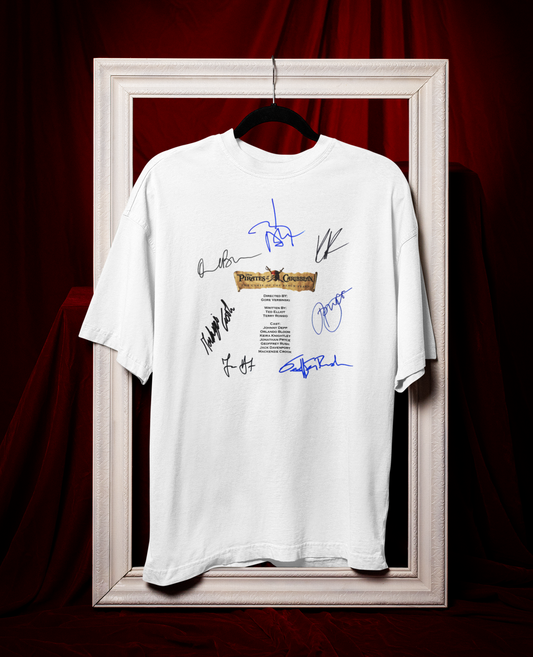 PIRATES OF THE CARIBBEAN, Iconic Signature T, Awesome Gift, Personal Memorabilia, T Shirt, Gift, Present, Christmas, Valentines, TV, Film, Cinema, Hollywood.