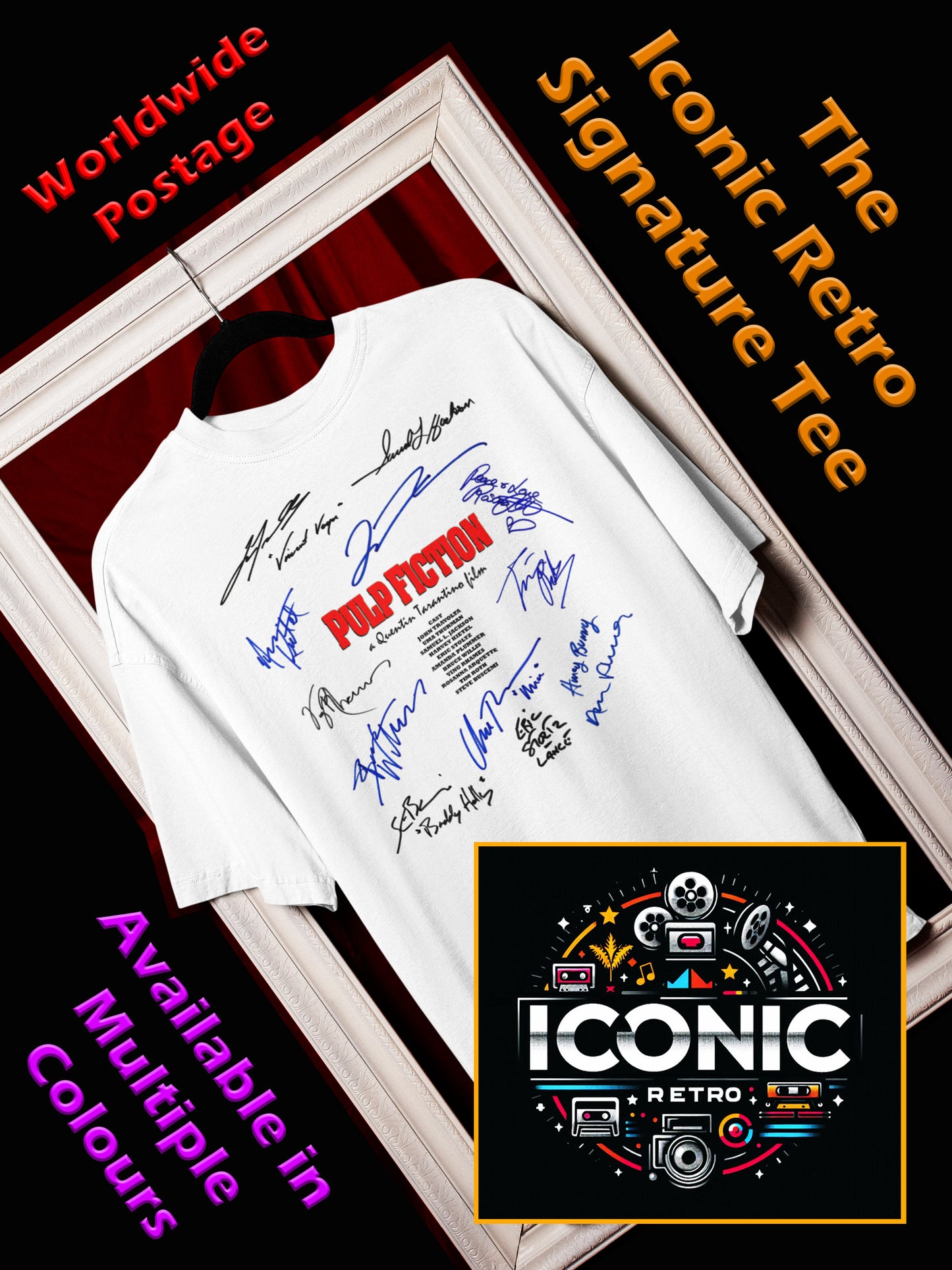 PULP FICTION, Iconic Signature T, Awesome Gift, Personal Memorabilia, T Shirt, Gift, Present, Christmas, Valentines, TV, Film, Cinema, Hollywood.