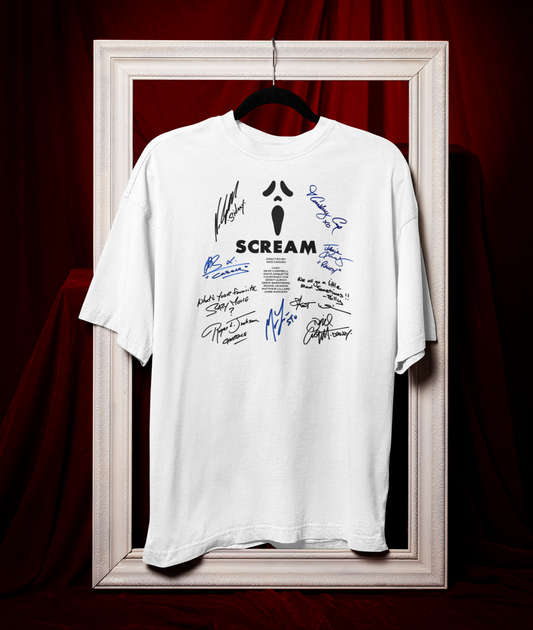 SCREAM, Iconic Signature T, Awesome Gift, Personal Memorabilia, T Shirt, Gift, Present, Christmas, Valentines, TV, Film, Cinema, Hollywood.