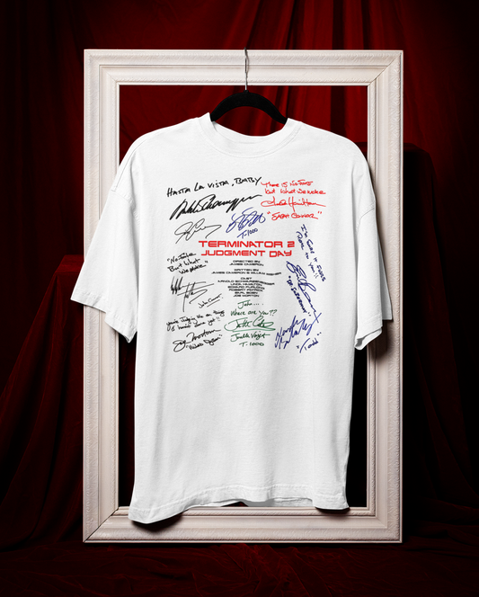TERMINATOR 2, Iconic Signature T, Awesome Gift, Personal Memorabilia, T Shirt, Gift, Present, Christmas, Valentines, TV, Film, Cinema, Hollywood.